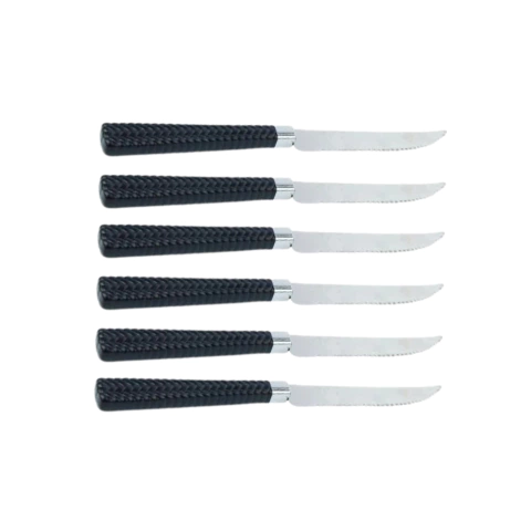 KIT FACA DE MESA GRAMADO PRETA 6 PEÇAS - 0455