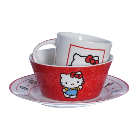 KIT ALIMENTAÇÃO SET BREAKFAST HELLO KITTY 3 PEÇAS - 25913 - comprar online
