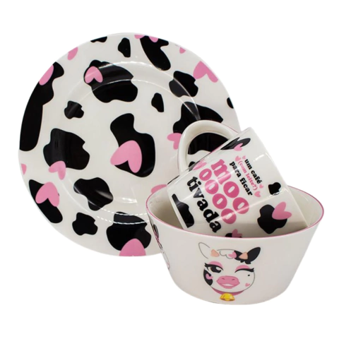 KIT ALIMENTAÇÃO SET BREAKFAST VAQUINHA 3 PEÇAS - 25663 - comprar online