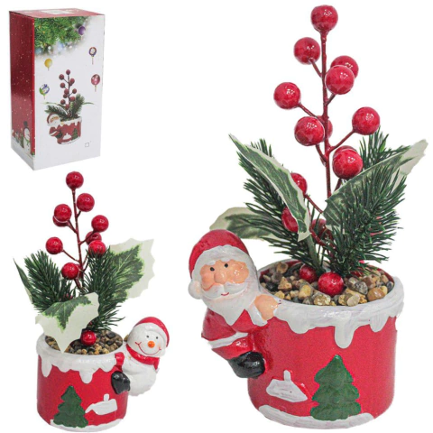 ENFEITE VASO COM PLANTA NATAL 18CM - 25323