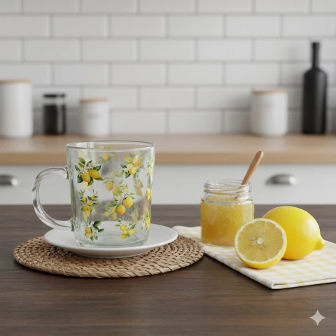 Caneca em vidro 200ml - LIMÃO - comprar online