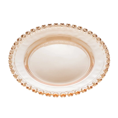 PRATO DE SOBREMESA DE CRISTAL PEARL MIL CORAÇÕES AMBAR - 1536 - comprar online