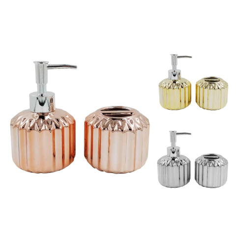 Kit Banheiro Metalizado 2 Peças em Cerâmica Fmart