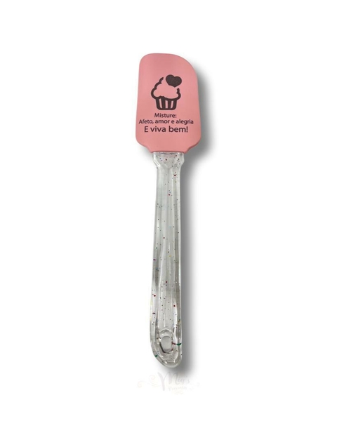 ESPÁTULA CABO GLITTER ''MISTURE: AFETO, AMOR E ALEGRIA'' ROSA - 19347