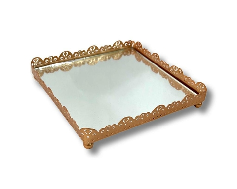 BANDEJA DECORATIVA ROSE GOLD FLOR 75267