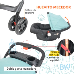 Imagen de Cochecito Bipokids Cuna Huevito Bbs 138 3 En 1