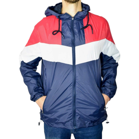 Campera Rompeviento Tricolor Azul,Blanco y Rojo - comprar online