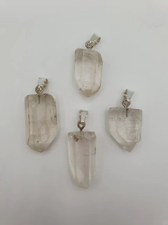 Dije de Cuarzo Cristal de Roca - En Bruto - Grande - Acero - tienda online