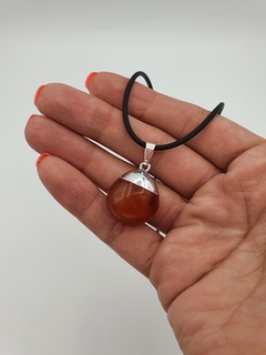Dije de Ágata Cornalina - Pulido - Chico - Baño de Plata - comprar online