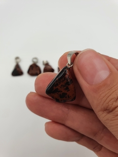 Dije de Obsidiana Caoba - Pulido - Chico - Acero