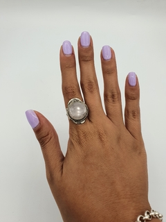 Anillo de Alpaca regulable de Cuarzo Rosa - tienda online