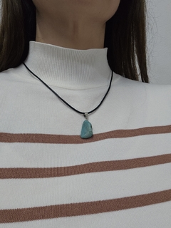 Dije de Amazonita - Pulido - Mediano - Acero - Piedras en Córdoba