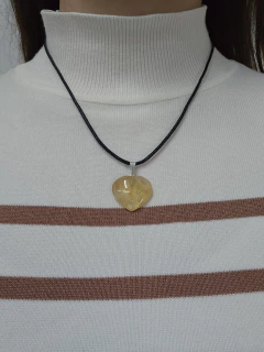 Dije de Citrino - Corazón - Mediano - Acero - tienda online