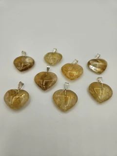 Dije de Citrino - Corazón - Mediano - Acero