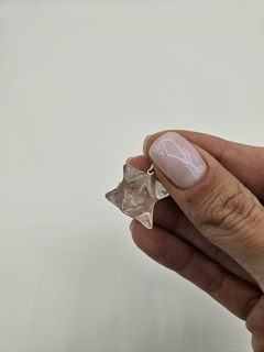 Dije de Cuarzo Cristal de Roca - Merkabah - Chico - Acero