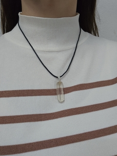 Dije de Cuarzo Cristal de Roca - Obelisco - Grande - Acero - comprar online