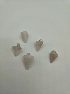 Dije de Cuarzo Rosa - Péndulo - Chico - Acero - comprar online