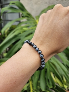Pulsera de bolitas naturales de Obsidiana Nevada - 6 mm en internet