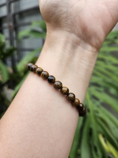 Pulsera de bolitas naturales de Ojo de Tigre - 6 mm en internet