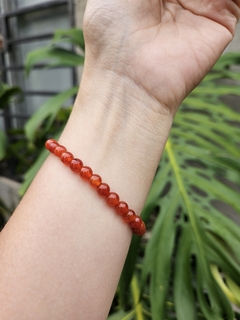 Pulsera de bolitas naturales de Ágata Cornalina - 6 mm en internet