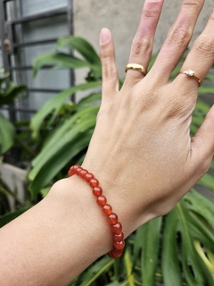 Pulsera de bolitas naturales de Ágata Cornalina - 6 mm - comprar online