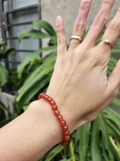 Pulsera de bolitas naturales de Ágata Cornalina - 6 mm - comprar online