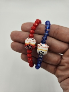 Pulsera cristales facetados de 6mm y gatitos de colores - tienda online