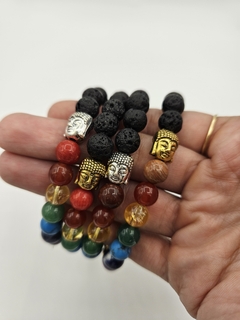 Pulsera 7 chakras de bolitas naturales de 8mm y buditas