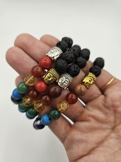 Pulsera 7 chakras de bolitas naturales de 8mm y buditas