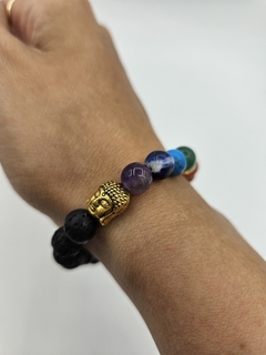 Pulsera 7 chakras de bolitas naturales de 8mm y buditas - tienda online