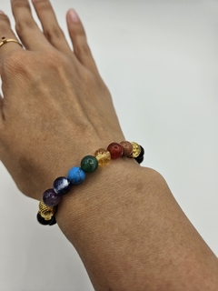 Imagen de Pulsera 7 chakras de bolitas naturales de 8mm y buditas