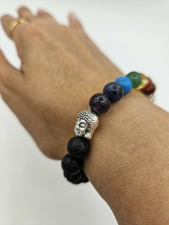 Pulsera 7 chakras de bolitas naturales de 8mm y buditas en internet