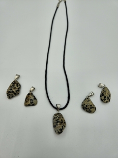 Dije de Jaspe Dálmata- Rolado- Mediano- Acero - tienda online