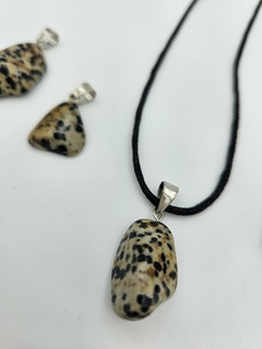 Dije de Jaspe Dálmata- Rolado- Mediano- Acero - Piedras en Córdoba