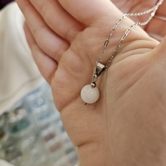 Dije bolita de Piedras Naturales de 10 mm calidad premium acero - Piedras en Córdoba