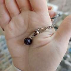 Dije de bolitas de Piedras Naturales de 10 mm acero - comprar online