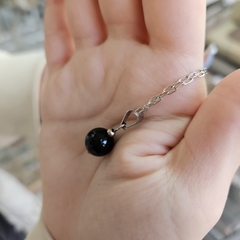 Dije de bolitas de Piedras Naturales de 10 mm acero