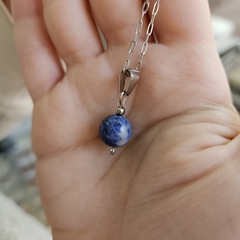Dije de bolitas de Piedras Naturales de 10 mm acero - tienda online