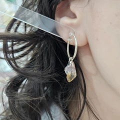 Par de aros de Citrino con baño de plata y argolla de plata tamaño grande en internet