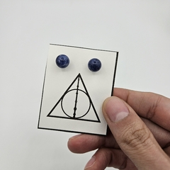 Par de aros pasantes con baño de plata y bolitas de 8mm de Piedras Naturales - tienda online