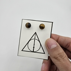 Par de aros pasantes con baño de plata y bolitas de 8mm de Piedras Naturales - Piedras en Córdoba