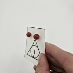 Imagen de Par de aros pasantes con baño de plata y bolitas de 8mm de Piedras Naturales