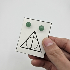 Par de aros pasantes con baño de plata y bolitas de 8mm de Piedras Naturales - Piedras en Córdoba