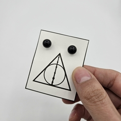 Par de aros pasantes con baño de plata y bolitas de 8mm de Piedras Naturales - tienda online