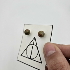 Par de aros pasantes con baño de plata y bolitas de 8mm de Piedras Naturales en internet