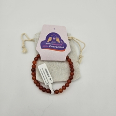 Pulsera de bolitas naturales de Ágata Cornalina - 6 mm