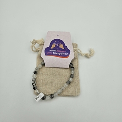Pulsera de bolitas naturales de Cuarzo con turmalina negra - 6 mm