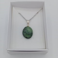 Dije de Zoisita ovalada- Plata 925 - comprar online