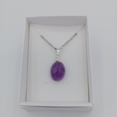 Dije de Amatista ovalado - Plata 925