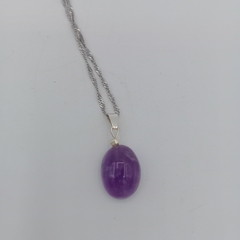 Dije de Amatista ovalado - Plata 925 - comprar online